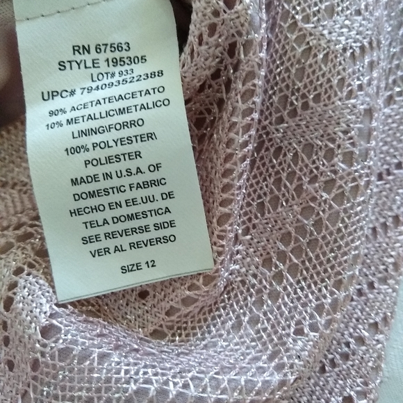 New🎀 Blouson fringe rose silver metallic lace floral sleeveless dress - Picture 9 of 10